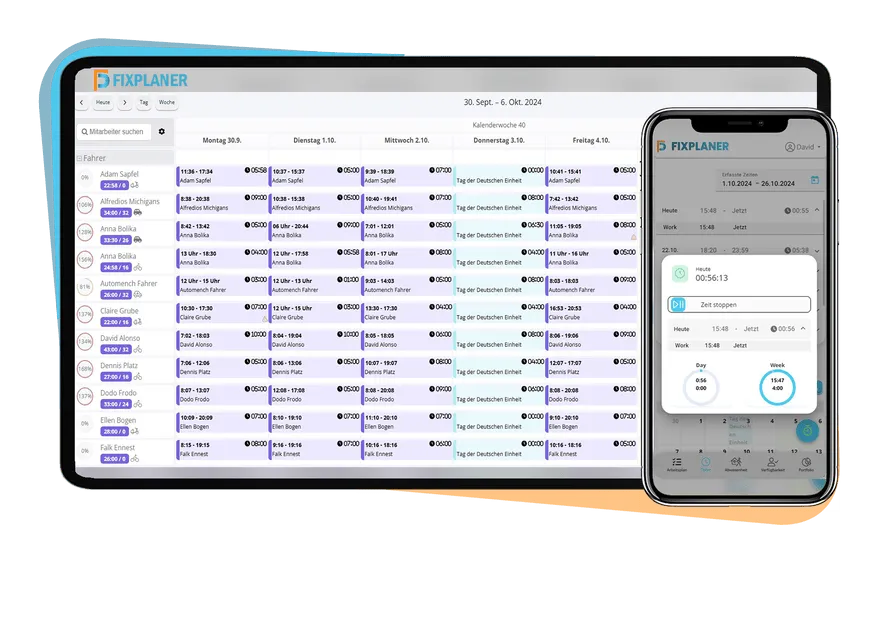 FixPlaner Zeiterfassungs-Stempeluhr mit automatischer ArbZG Compliance-Prüfung